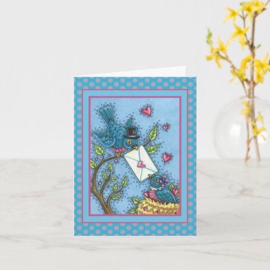 KUSTBLUEBIRD SCHEEPWERK, VERLIES VOGELS VALENTIJN KAART (Gele Bloem)