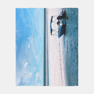 Kustboot wandkunst minimalistische oceaanblauw fleece deken