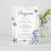 Kustbruiloft Blauw & Goud Programma (Staand voorkant)
