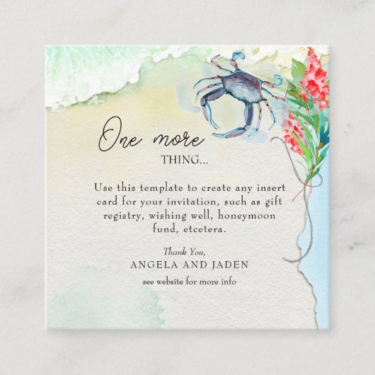 Kustbruiloft Maryland Crab Informatiekaartje (Voorkant)