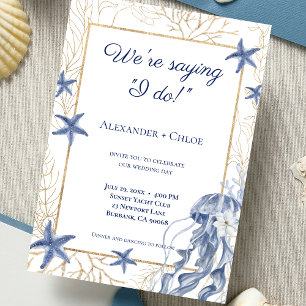 Kustbruiloft Navyblauw Goud Kaart