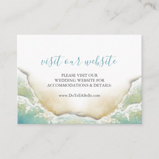 Kustbruiloft Website Tussenkaart Turquoise Blue Informatiekaartje (Voorkant)
