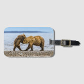 Kustbruine beren bagagelabel (Voorkant (horizontaal))