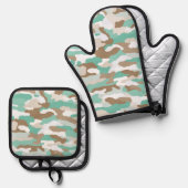 kustcamouflage ovenwant & pannenlap set (Voorkant / Achterkant)