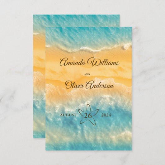 Kustchic gouden zand turquoise QR code bruiloft Informatiekaartje (Voorkant / Achterkant)