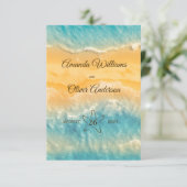 Kustchic gouden zand turquoise QR code bruiloft RSVP Kaartje (Staand voorkant)