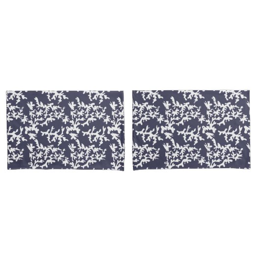 Kustchic Hamptons Blauw en Wit Koraalrif Kussensloop (Voorkant-Set)