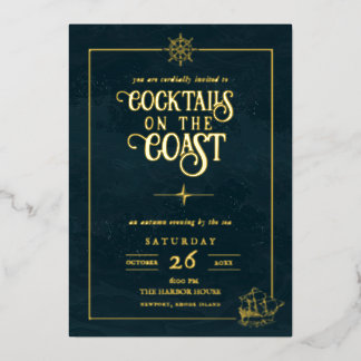 Kustcocktailparty Uitnodiging | Nautilus Goud