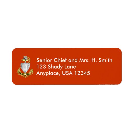 Kustcode Senior Chief Return Address Label (Voorkant)