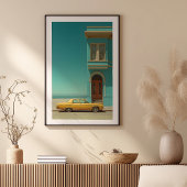 Kustcontrast: gele auto poster