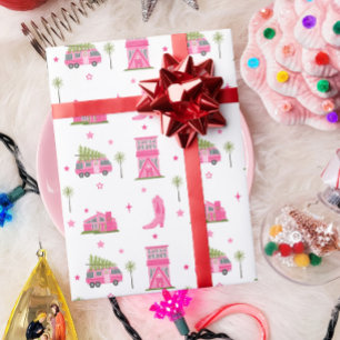 Kustcowgirl laarzen roze RV Mideeuw Kerstmis Cadeaupapier