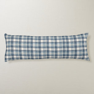 Kustdenim Blauw & Crème Tartan Plaid Lichaamskussen