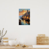 Kustecho's, Avond Uitzicht van de oude stad Poster (Keuken)