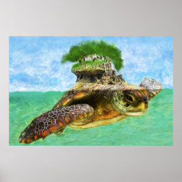 Kusteiland Zee Turtle Island Poster