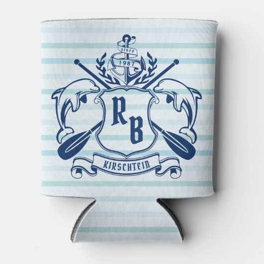 Kustemblam Dolphins Anchor Oar Shield Nauzale Blikjeskoeler (Voorkant)