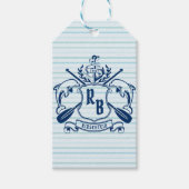 Kustemblam Dolphins Anchor Oar Shield Nauzale Cadeaulabel (Voorkant)
