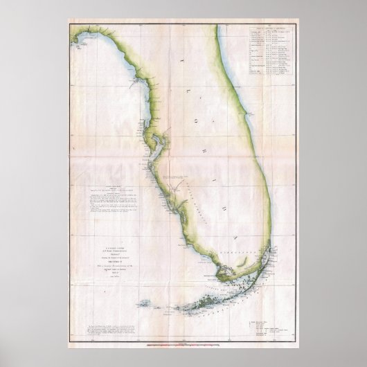  kusten van Florida Survey Map Poster (Voorkant)