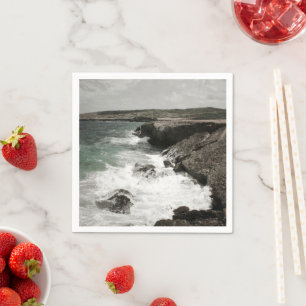 Kustfoto met brekende golven servet