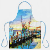 Kustgarnalenboot bij Sunset Painterly Schort (Voorkant)