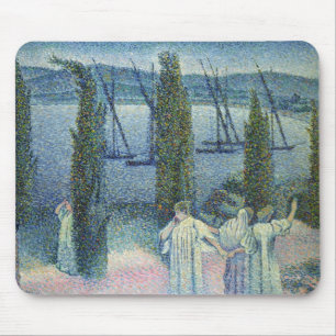 Kustgebied Uitzicht met Cypress Trees, 1896 Muismat