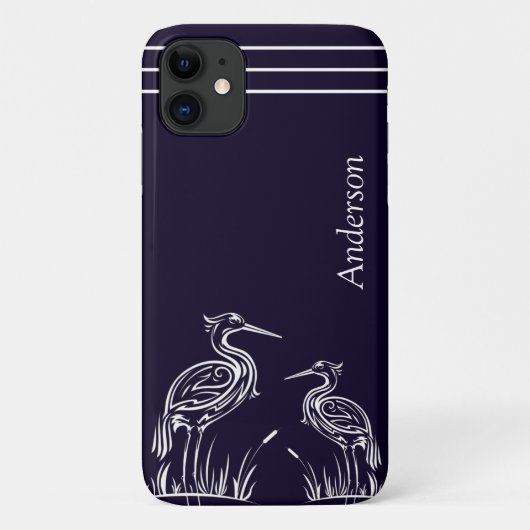 Kustgeïndividualiseerde witte herenvogels marinebl Case-Mate iPhone case (Achterkant)