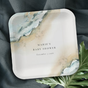 Kustgolf van Zee Zandband Nautisch Baby shower Papieren Bordje