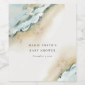 Kustgolf van Zee Zandband Nautisch Baby shower Wijn Etiket (Enkel label)