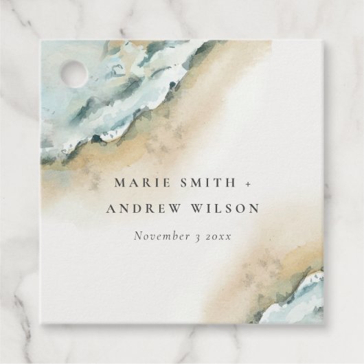 Kustgolf Zee Zandband Nautical Weddenschap Bedankjes Labels (Voorkant)