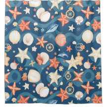 Kustgolven en schelpen Douchegordijn