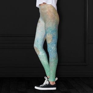 Kustgoten   Blauwe en groene Waterverf Gold Leggings