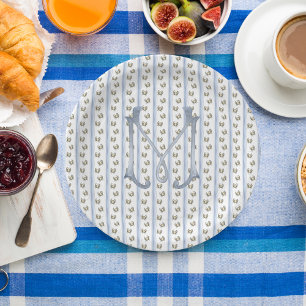 Kustgrand millenial krab strepen monogram papieren bordje