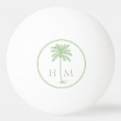 Kustgroen en wit palmetto palmmonogram pingpongballen (Voorkant)