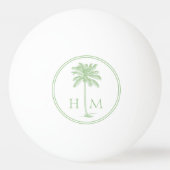 Kustgroen en wit palmetto palmmonogram pingpongballen (Achterkant)