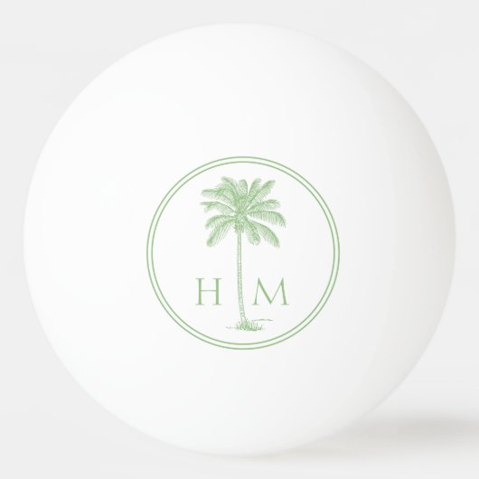 Kustgroen en wit palmetto palmmonogram pingpongballen (Achterkant)