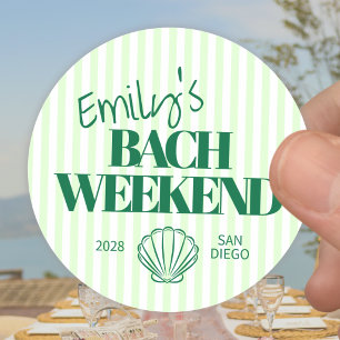 Kustgroene gestreepte Bach-weekend schelp Ronde Sticker
