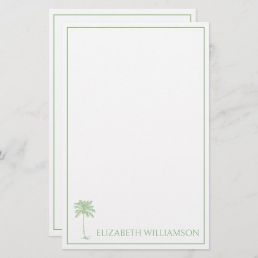 Kustgroene palm palm boom gepersonaliseerd briefpapier (Voorkant / Achterkant)