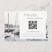 Kusthaven Boten Zeegezicht Bruiloft QR Code RSVP Informatiekaartje (Voorkant)