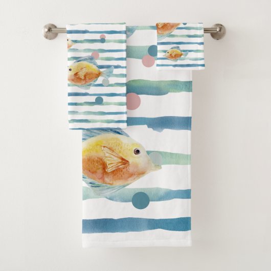 KUSTHELDERE WATERVERF TROPISCHE VIS, STRAND BAD HANDDOEK (Insitu)