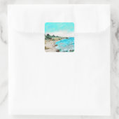 Kustheuvel en strandlandschap vierkante sticker (Tas)