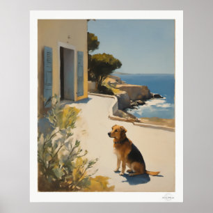 Kusthonden Canvas, Goud Retriever Zeezicht Poster