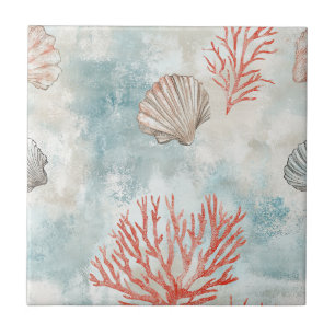 Kusthuis Aqua Schelp Patroon Tegeltje