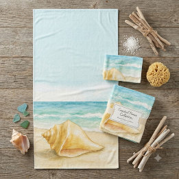 Kusthuis Schelp Aquarel  Bad Handdoek