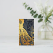  kustinktvis (Octopus Gold Black Blue) Waterverf Visitekaartje (Staand voorkant)