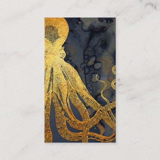  kustinktvis (Octopus Gold Black Blue) Waterverf Visitekaartje (Voorkant)