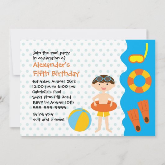 KUSTJES Pool Party Birthday Invitation Kaart (Voorkant)