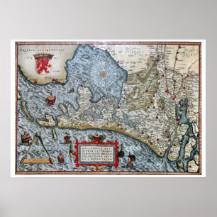 kustkaart van Nederland Poster