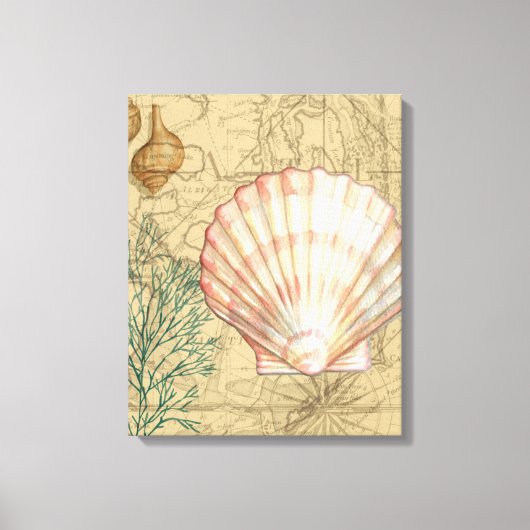 Kustkaartcollage Canvas Afdruk (Voorkant)