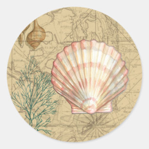 Kustkaartcollage Ronde Sticker