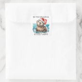 Kustkerst met Zeeotter Kerstman Vierkante Sticker (Tas)