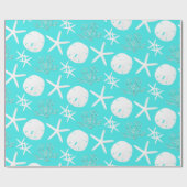 Kustkerst Sand Dollar Aqua Cadeaupapier (Vlak)